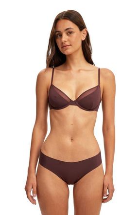 Cotton On Womens Double Layer Underwire Bra in Chocolate Plum at Nordstrom, Size 34C