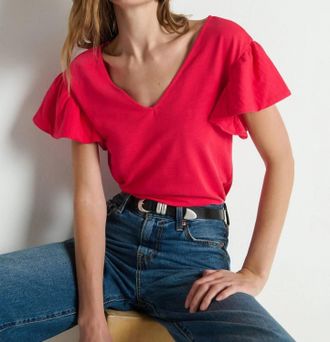Nation Ltd Emmy Flutter Top In Red