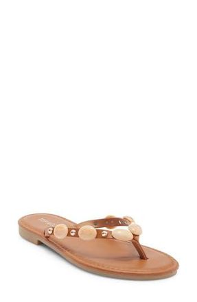 Top Moda Aria Studded Flip Flop in Tan Pu at Nordstrom Rack, Size 8.5