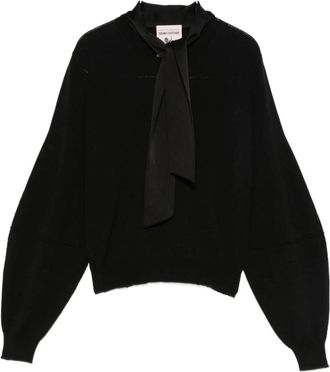 Semicouture Christina Y690 - Dames - Ronde hals truien - Zwart - S - Wol - Truien & Vesten