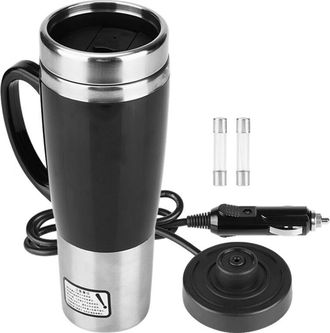 OEM Taza El&eacute;ctrica De Acero Inoxidable Para Coche, Taza De Caf&eacute;, Taza De T&eacute;, Taza De Viaje Negra Para Invierno, 12v
