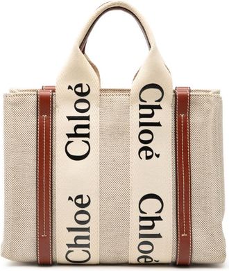 Chlo&eacute; Pre-owned Chloe Small Canvas Woody Tote Ladies 04 21 75 66
