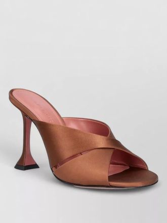 Amina Muaddi high heel mules open toe strappy satin