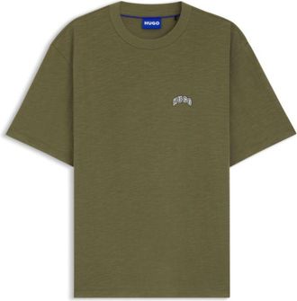 HUGO BOSS Regular-fit cotton T-shirt with varsity logo