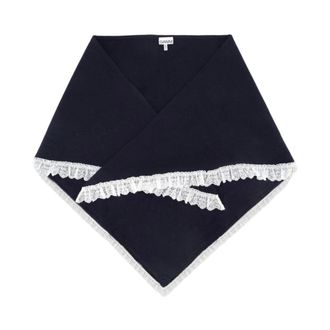 Ganni Sciarpa in lana con pizzo - - Accessories - Donna - Nero - ONE SIZE