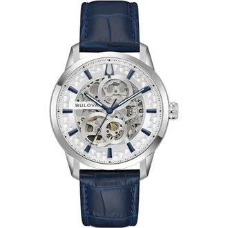 Bulova Sutton Mens Blue Watch 96A330 Leather - One Size
