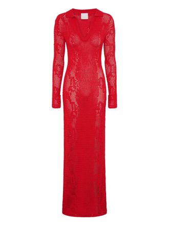 Paris Georgia crochet maxi dress - women - Fabric - S - Red