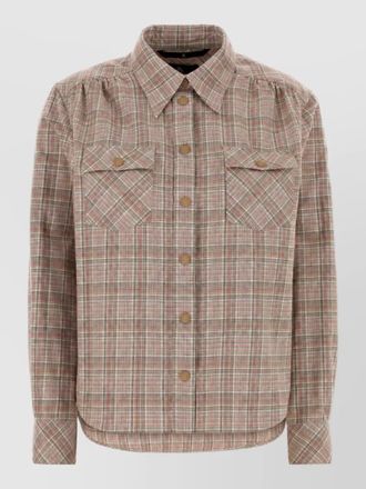 Moncler embroidery flannel shirt jacket