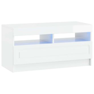 vidaXL Mueble De Tv Led Blanco Brillante Madera De Ingenier&iacute;a Vidaxl