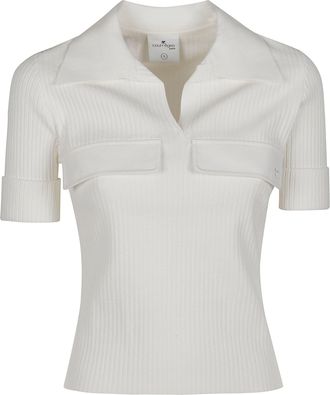 Courr&egrave;ges Short Sleeve Polo Neck Viscose-Blend Polo Shirt