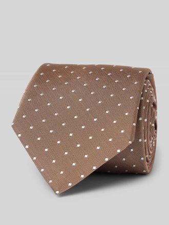 HUGO BOSS Seidenkrawatte mit Label-Detail in Mittelbraun, Gr&ouml;&szlig;e 1