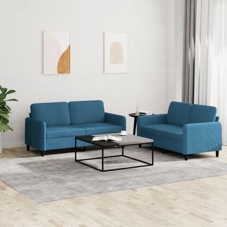 vidaXL Juego De Sof&aacute;s 2 Piezas Terciopelo Azul Vidaxl