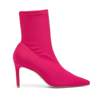 Stuart Weitzman 85 Stretch Bootie - Dames - Laarzen met Hak - Roze - 36 1/2 EU - Satijn - Schoenen