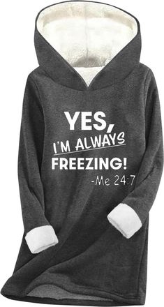 Generic Yes Im Always Freezing Sweatshirts for Women Sherpa Hoodies Trendy Fleece Lined Jumper Long Sleeve Fuzzy Cozy Sweatshirt Winter Casual Warm Sweater Pu