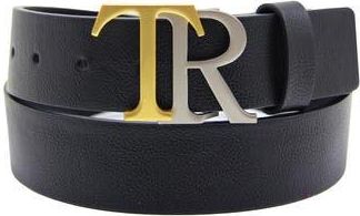 True Religion Stokes Logo Buckle Leather Belt in Black at Nordstrom Rack, Size 38