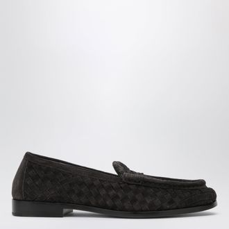 Bottega Veneta Mocassini Silenzio color espresso in suede Intrecciato