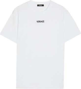 Versace Logo-embroidered Cotton T-shirt - White - XL