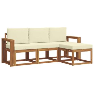 vidaXL Conjunto De Sof&aacute;s De Exterior Con Coj&iacute;n 4 Pcs Natural Y Crema Vidaxl