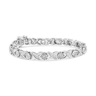 House of Brilliance Silver 1.0 Cttw Diamond Miracle-Set X-Link Tennis Bracelet in White at Nordstrom