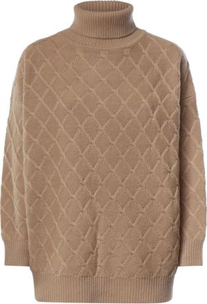 Max Mara Geribbelde coltrui met hoge hals - Dames - Truien - Bruin - Maat: M