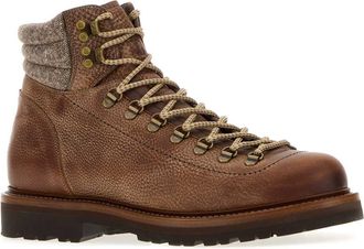 Brunello Cucinelli Mens Lace-Up Leather Boot Brown Calf Bos Taurus