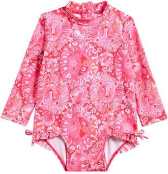 Lilly Pulitzer Kids Idella Long Sleeve One-Piece Swimsuit in Paradise Punch Lil Jims Stuff at Nordstrom, Size 12-18M
