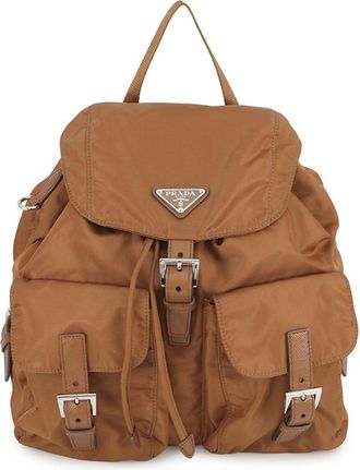 Prada Brown Nylon Leather Backpack (Pre-Owned)