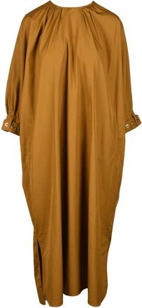 Max Mara Damesjurk - Dames - Casual kleedjes - Bruin - 2XS - Katoen - Kleedjes