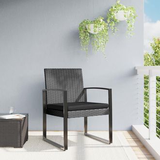 vidaXL Vidaxl - Sillas De Comedor De Jard&iacute;n 2 Uds Pp Aspecto Rat&aacute;n Gris Oscuro