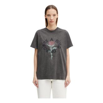 Ganni Camiseta Con Rosa - Tops - Mujer - Gris - L
