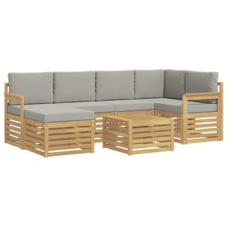 vidaXL Conjunto De Sof&aacute;s De Exterior 7 Pcs Blanco Y Gris Claro Vidaxl