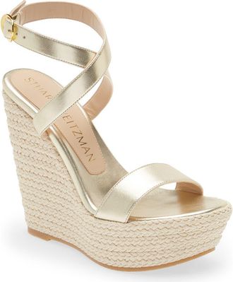 Stuart Weitzman Alex Platform Wedge Sandal in Platino at Nordstrom Rack, Size 10.5