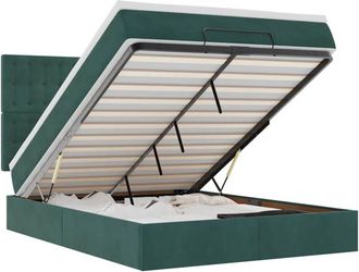vidaXL Estructura Cama Otomana Colchones Terciopelo Verde Oscuro Vidaxl