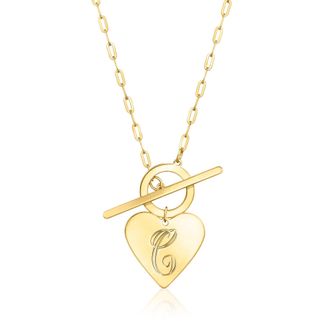 RS Pure by Ross-Simons Italian 14kt Yellow Gold Personalized Heart Paper Clip Link Toggle Necklace