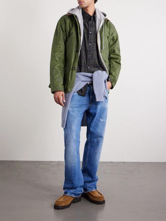 Drake's Barn Corduroy-Trimmed Waxed-Cotton Jacket