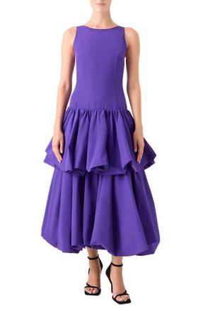 Akris Sleeveless Tiered Dress in Purple at Nordstrom, Size 10