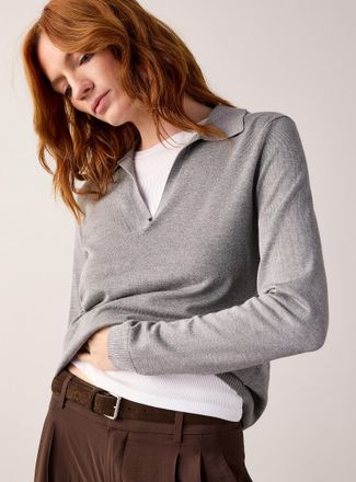 Contemporaine Womens Fine-knit Johnny collar sweater