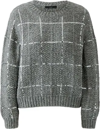 Oui Truien & Vesten, Dames, Grijs, XL, Wol, Round-neck Truien
