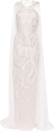 Saiid Kobeisy Abito lungo con ricamo - Rosa