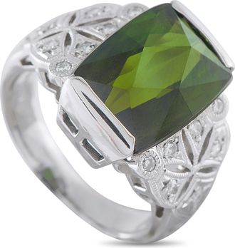 Luxury Bazaar Platinum 0.20ct Diamond and Tourmaline Ring MF16-010226