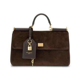 Dolce & Gabbana Elegante Su&egrave;de Handtas met Bovenhandvat - Dames - Handtassen - Bruin - ONE Size - Su&egrave;de - Tassen