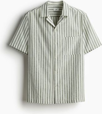 H&M Freizeithemd aus Leinenmix in Regular Fit - Green