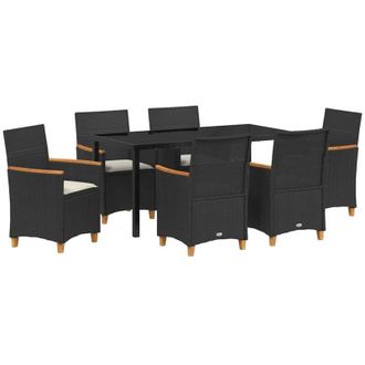 vidaXL Conjunto De Comedor De Jard&iacute;n 7 Pcs Negro Rat&aacute;n Sint&eacute;tico Vidaxl