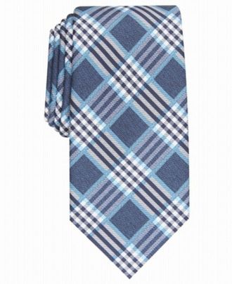 Perry Ellis Mens Cameron Plaid Tie Navy One Size