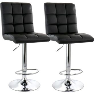Elama 2 Piece Square Tufted Faux Leather Adjustable Bar Stool in Black at Nordstrom