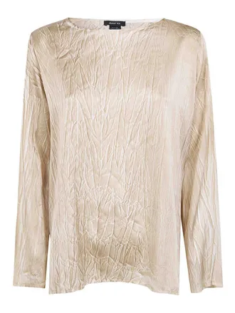 Avant Toi Crumpled Effect Stretch Silk Blouse