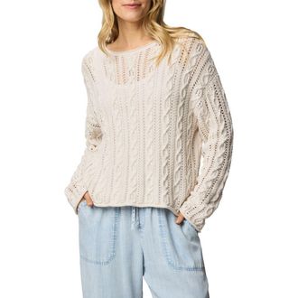 Splendid Brennan Cable Knit Cotton Sweater in Moonstone Grey at Nordstrom, Size X-Small