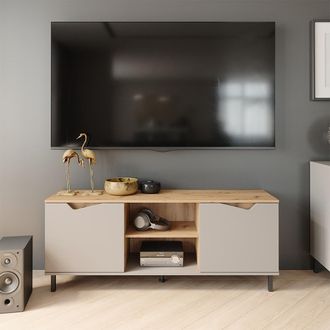 Vicco Mueble Bajo Para Tv Marelle, Roble Gris&aacute;ceo/artesano, 150 X 60 Cm Con 2 Puertas, Vicco