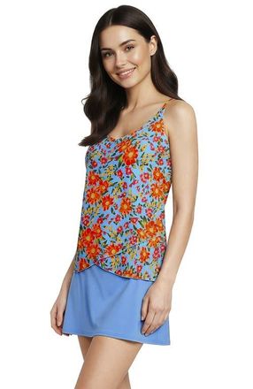 Lands End DD-Cup Tulip Hem Tankini Top in Blue Springside Floral at Nordstrom, Size X-Small
