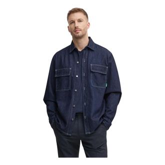 Benetton Shirt met klepzakken - Heren - Spijkeroverhemden - Blauw - S - Katoen - Overhemden